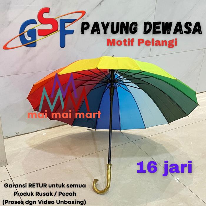 Payung Pelangi Jumbo Dewasa 95cm Golf Umbrella Outdoor GSF 4516 3