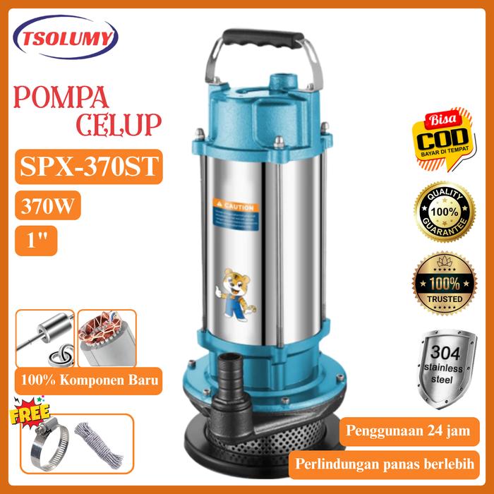 Gambar Tsolumy  Pompa Celup Air Kotor SPX-370ST Orange Stainless Submersible Pump 1 Inch Pompa Kolam lkan dari TsolumyOfficial Kota Tangerang Tokopedia