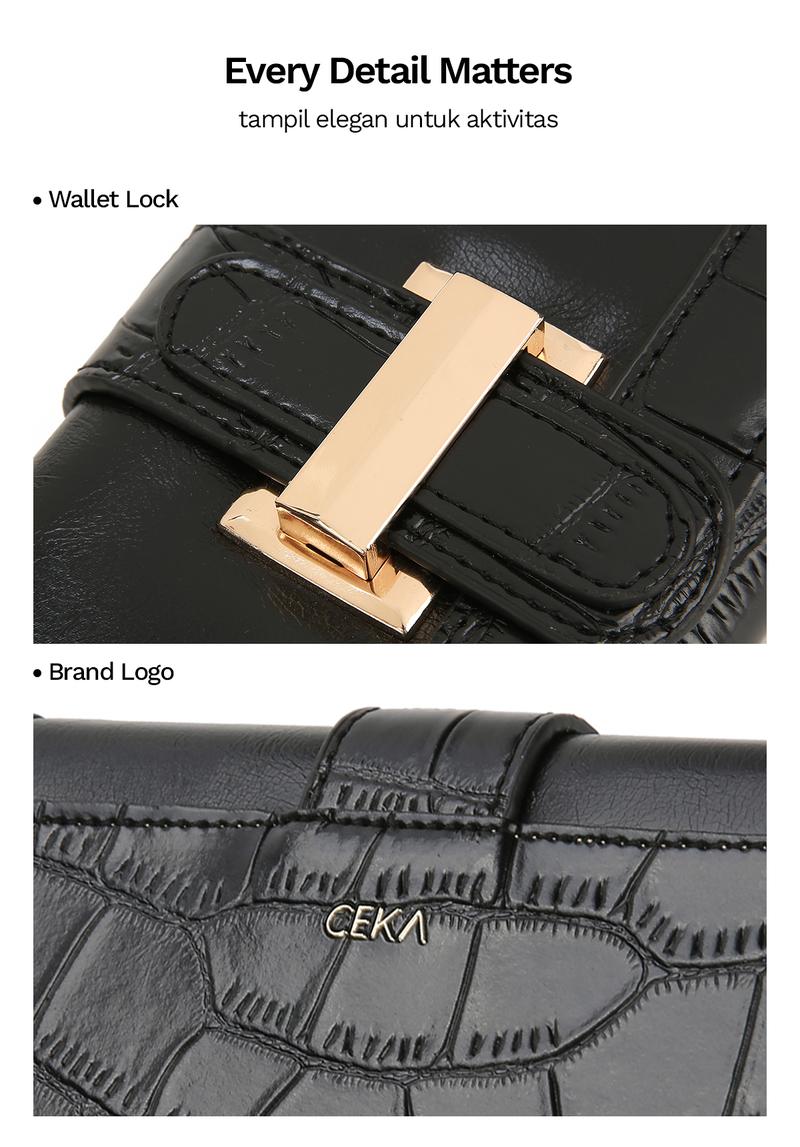 Product Introduction of CEKA Dompet Wanita Serbaguna Panjang Dompet Croco Kulit Dompet Kartu Terbaru - Lindex Long Wallet 36