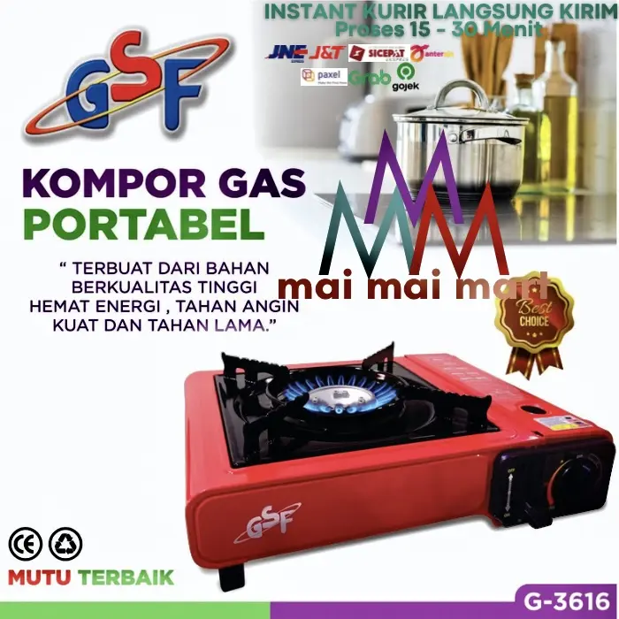 Kompor Gas Portable 2 in 1 Grill Pan Panggangan BBQ LPG Gas Kaleng Kompor Kemah GSF 3616 - Kitchenware
