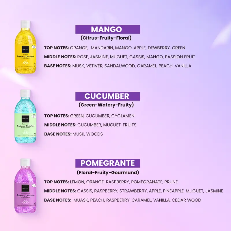 Scarlett Whitening Shower Scrub ( Happy, Charming, Jolly, Freshy, Cucumber, Mango, Pomegrante, Coffee ) Melembabkan dan Menghaluskan Kulit Lulur Mencerahkan Tubuh 2