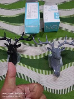 Product Review of COD Bathroom Punch-free Hook Creative Antlers Hook Behind The Kitchen Door Hook Light Organiser Smooth Wall Deer Hanger Plastic Stainless Hangable from E**9 1