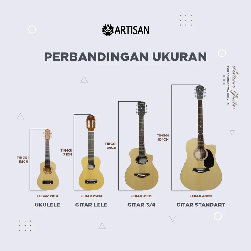 ARTISAN Gitar Akustik 3/4 Beginner AR - MS340 Senar String Guitar 3