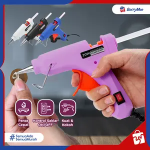 Lem Tembak Mini Elektrik 20 Watt Saklar ON OFF Hot Melt Glue Gun untuk Kerajinan DIY & Perbaikan Rumah