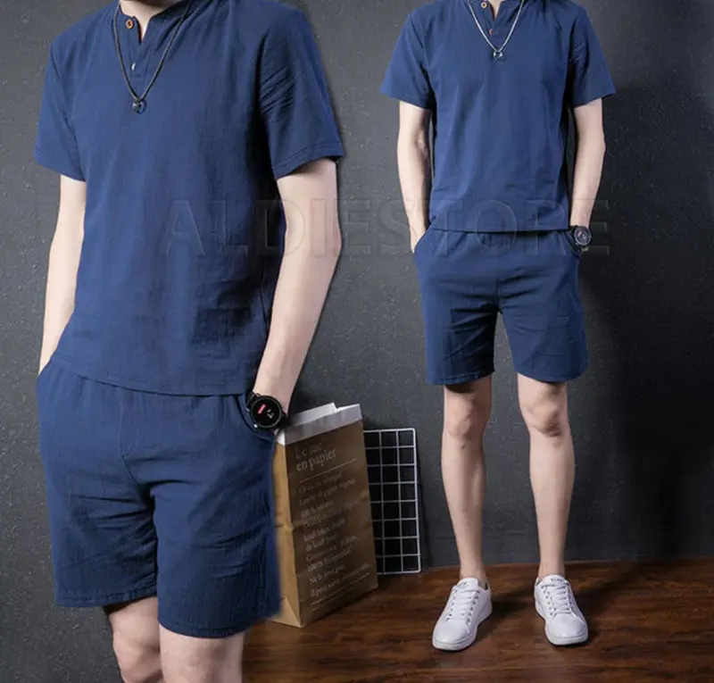 Baju Set Pakaian Pria Celana Pendek Hitam Polos Setelan Amond Kaos dan Celana Distro 8
