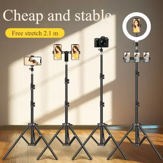 Tripod Điện Thoại Di Động 210 cm, với điều khiển từ xa Bluetooth, Giao Hàng Miễn Phí với túi lưu trữ