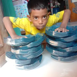 PAKET PIRING ROTAN CANTIK CK01R cekung dan tebal isi 24 pcs dan 12 pcs Buah Nasi souvenir  mangkok mangkok  daun mangkok  daun piring rotan plastik Kitchenware