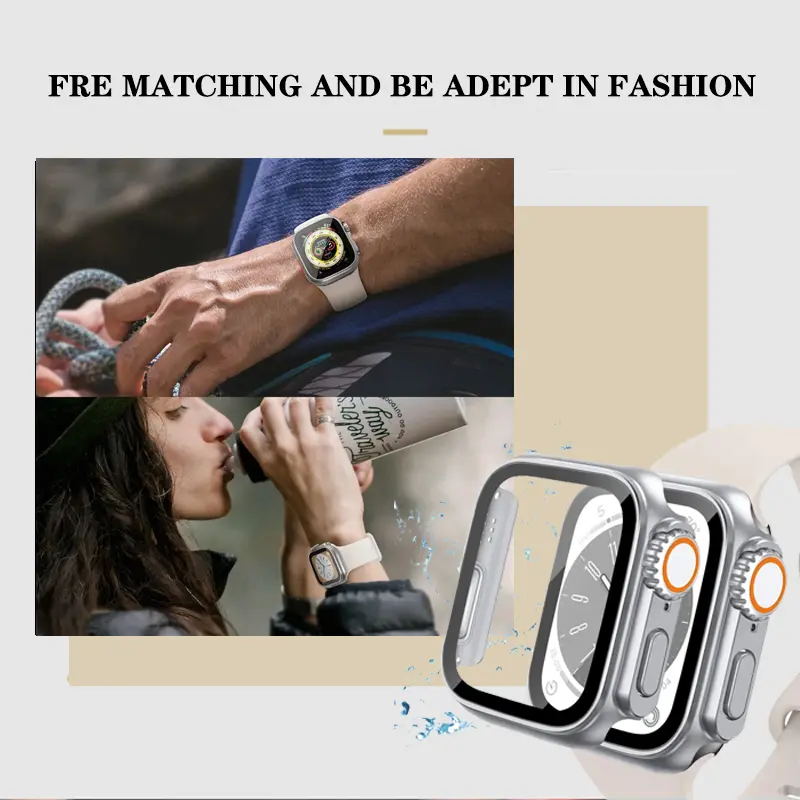 Ốp Ultra, Thay thế cho Apple Watch Dòng 9, Tương thích với 45mm, 41mm, 40mm, 44mm, 42mm, 38mm, Vỏ chống thấm nước, với Bảo Vệ Màn Hình Kính, Thích hợp cho Dòng iWatch 9, 8, 7, SE2, SE, 6, 5, 4, 3, 2, 1 6
