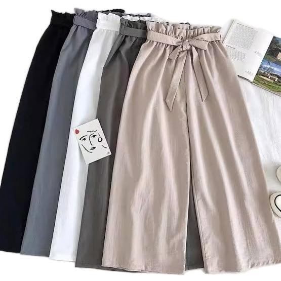 Celana Kulot Pants Celana Kulot Tali Pita Kaki Karet Melar Nyaman Panjang Wanita Casual Basic Scuba 0