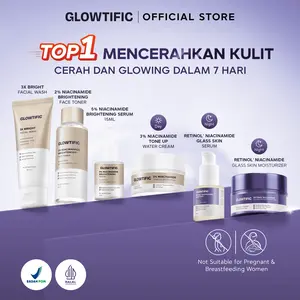 [Cocok Untuk Pemula] Paket Glowtific Mencerahkan 5In1 Brightening Expert Series - Niacinamide Brightening Toner+Niacinamide Brightening Serum+Moisturizer Tone Up Water Cream+Bright Facial Wash+Retinol Niacinamide Cream Glass Skin Moisturizer