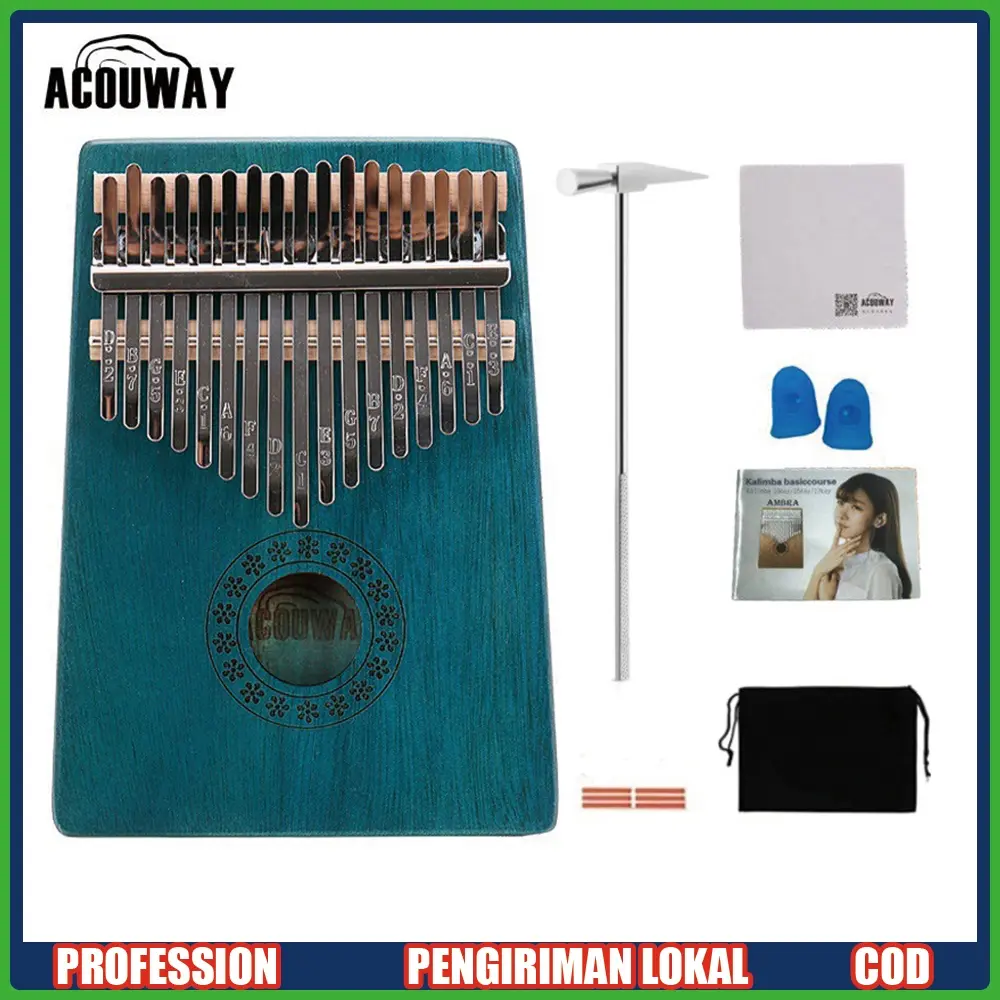 Acouway Kalimba 17 Keys Thumb Piano Tune C solid Mahogany Wood with free bag hammer and usermanual