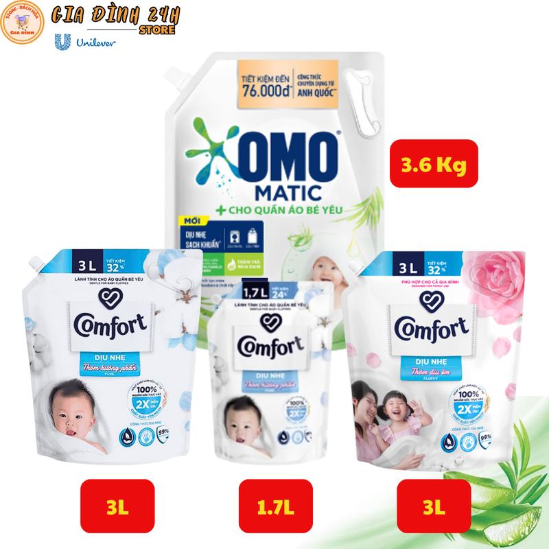 Nước Giặt Dành Cho Bé OMO Matic Cho Quần Áo Bé Và Nước Xả Vải - Dịu Nhẹ Phú Hợp Cho Da Nhạy Cảm 