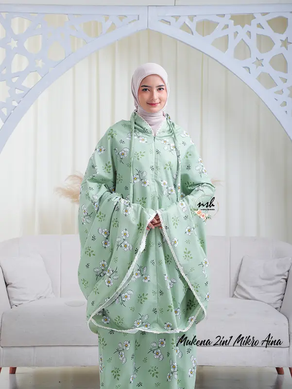 Mukena Traveling Couple Ibu & AnakTerbaru 2 in 1 Resleting Katun Mikro Motif 3