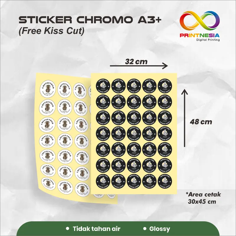 EXPRESS Cetak Stiker Chromo / VINYL Cut A3 Cutting Custom Murah / Cetak Stiker Label Kemasan Makanan Minuman Online Shop Murah 1
