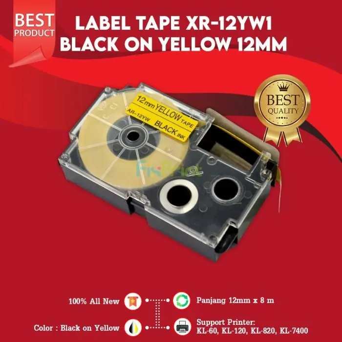 Tape Label Cas XR-9WE1 9mm Black on White Printer KL60 KL820 KL7400