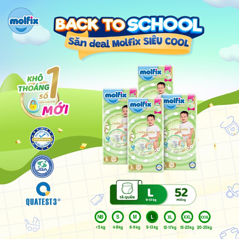 SJ Combo 4 Tã/bỉm quần mix Molfix Thiên nhiên Super Jumbo [Bao bì thay đổi theo từng đợt nhập hàng]