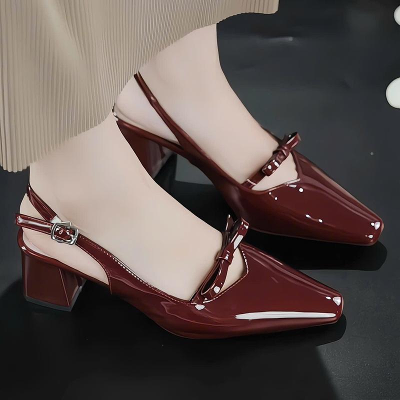  Giày sandal cao gót bít mũi gót vuông 5P và 7P trang trí nơ hình trái  sang trọng  lịch sự Giày BánhBèo mã SandalNoTim 