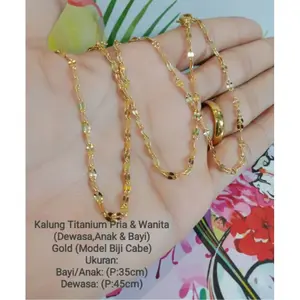 Kalung Wanita dan Anak Titanium Anti Karat Warna Gold Terbari Dewasa