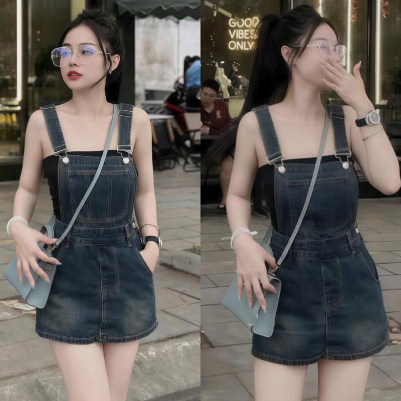 Set đồ nữ yếm jean qc kèm lót năng động, cá tính, xinh xắn phù hợp cho các nàng diện đi chơi, đi tiệc, đi du lịch