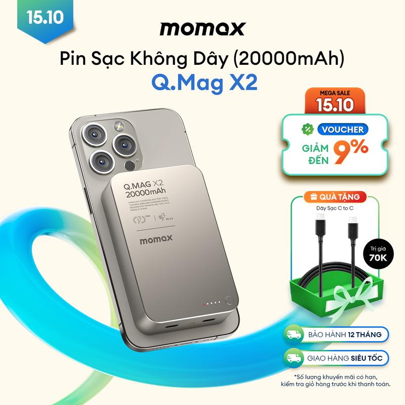 Pin Sạc Dự Phòng Không Dây Từ Tính 5000mAh/10000mAh/20000mAh MOMAX Q.Mag X/X1/X2 | Sạc Nhanh 15W | Chính hãng Bảo Hành 18 Tháng 1 Đổi 1