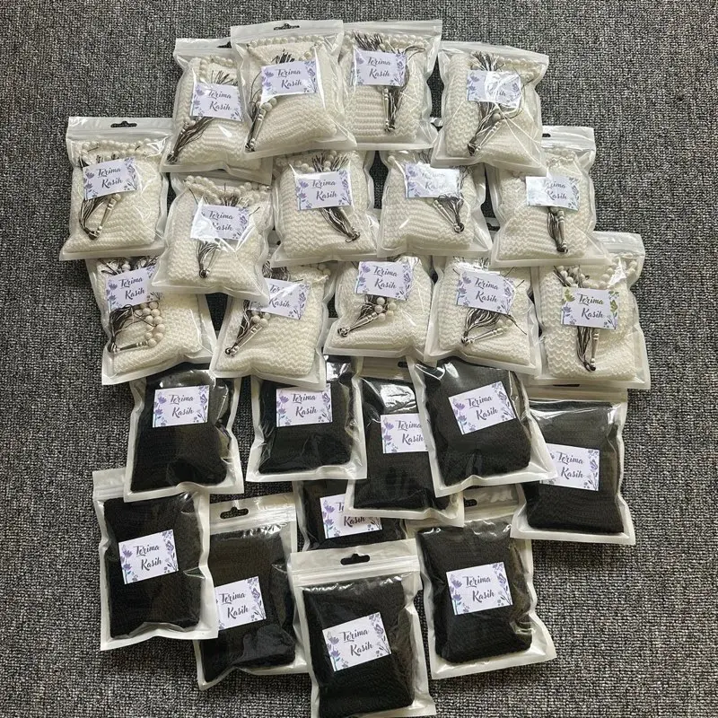 RN] Paket 25-50 PCS Souvenir Peci Rajut Tasbih Mutiara dan Tasbih Digital Umroh Haji Tahlil Pengajian Tasyakuran Khitan Syukuran Lebaran Wedding bisa pakai KARTU UCAPAN Muslim 2