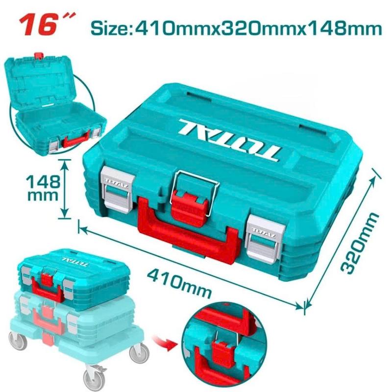  TOTAL Hộp Đựng Đồ Nghề TPBXS101 16" Kích Thước 410mmx320mmx148mm Xếp Chồng Dễ Dàng Lắp Ghép Nhanh Chóng Tiết Kiệm Thời Gian 