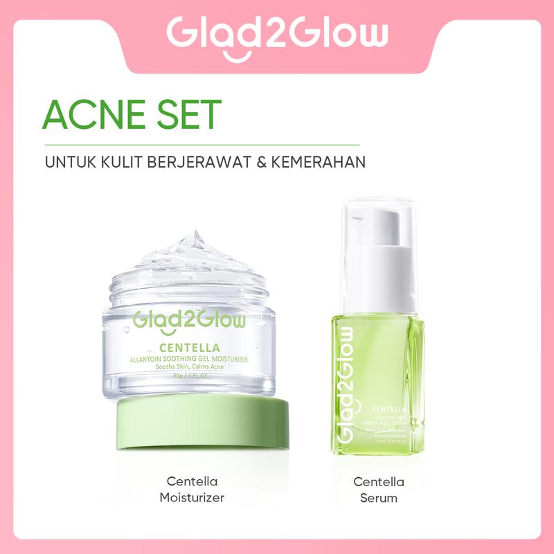 【2in1】Glad2Glow 2pcs bundle Skincare Paket - Moisturizer+Serum Glowing Anti-acne Dark spot Barrier Bright Blueberry Ceramide Centella Berjerawat Memudarkan Mencerahkan Pencerah Wajah Arbutin Acid Extract Niacinamide Cooling Pelembab Melembutkan Hitam 4