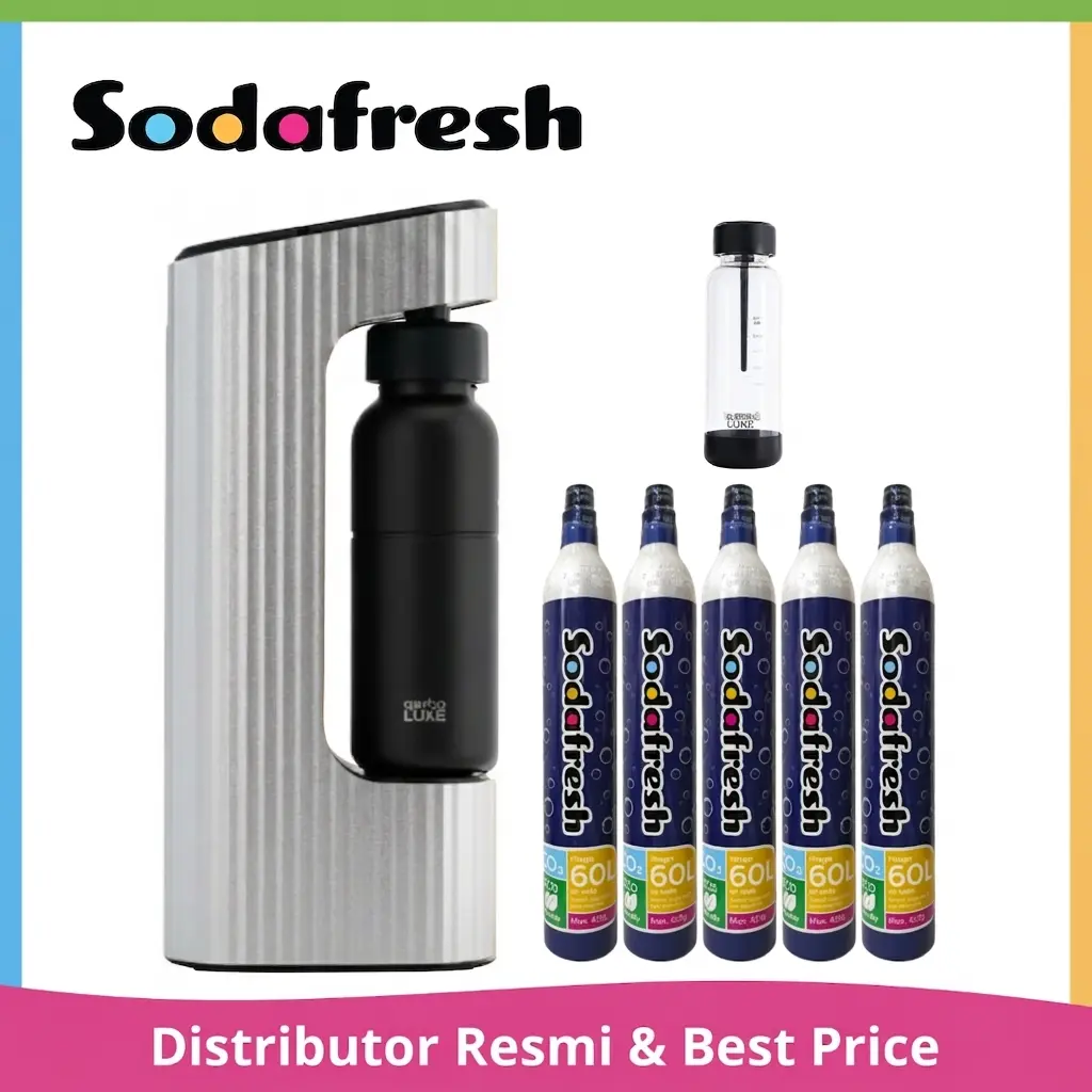qarbo LUXE Resto Set with Stainless Steel Bottle (Silver) by Sodafresh