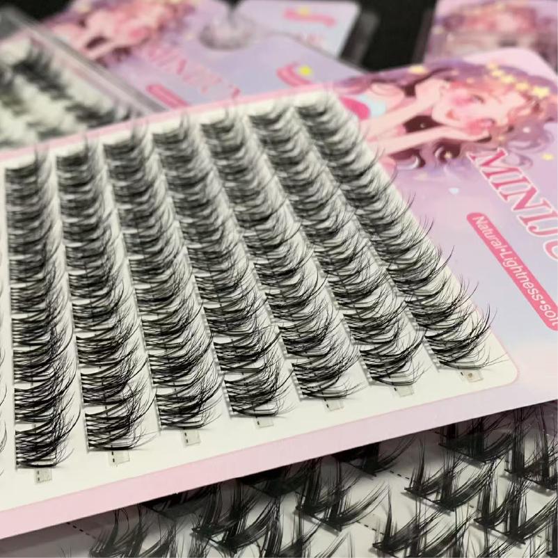 MINIJUMIE Bulu Mata Palsu 14mm dengan Kapasitas Besar dan Keriting Klaster Tunggal Bahan Serat Berkualitas Tinggi Cocok untuk Penampilan Alami Bulumata