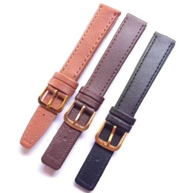 Tali Jam Tangan Kulit Wanita Plus 2 Pen Ukuran 12mm - 24mm Warna Hitam Dan Coklat