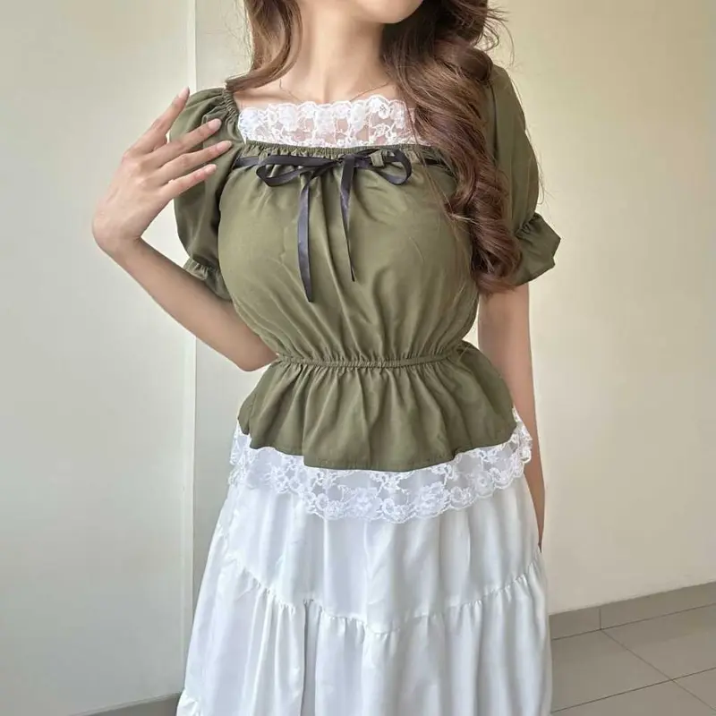 VAV - BERCIA TOP / ATASAN WANITA CROP LENGAN PENDEK KOREAN -PN 4