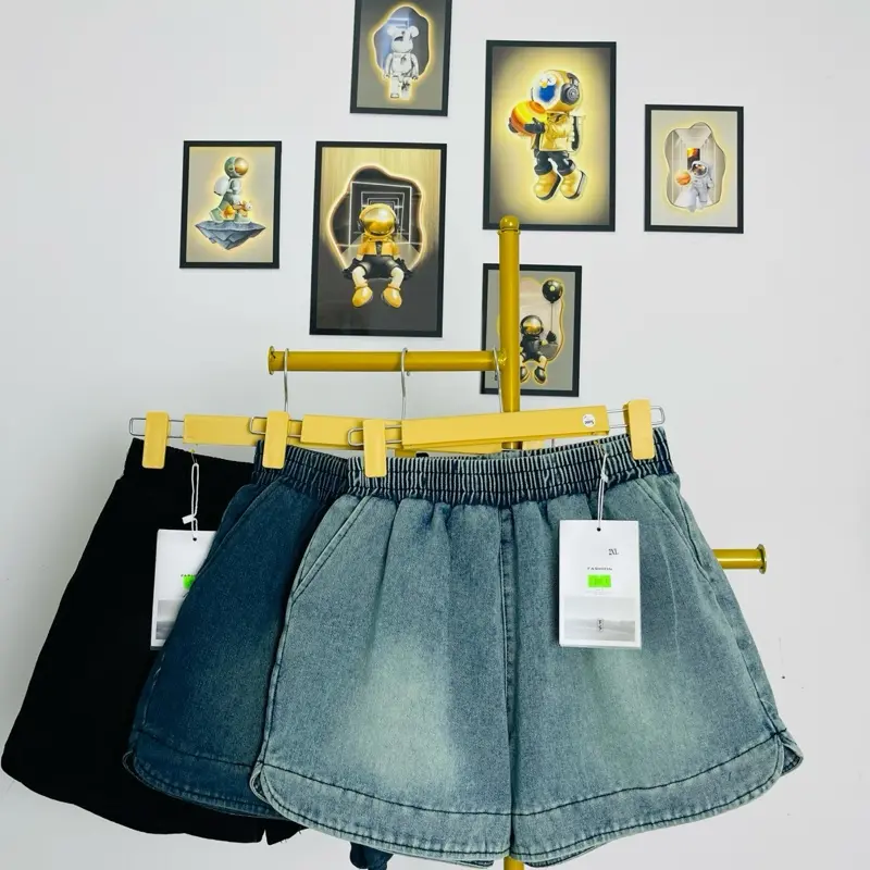 Quần short jeans nữ cạp chun basic (biggsize)