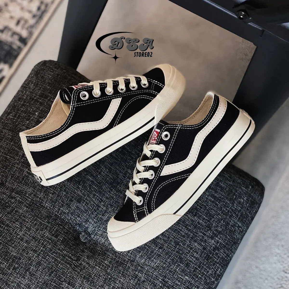 Sepatu Low Public Black Natural Sepatu Sekolah Pria Wanita Model Terbaru Sepatu Casual