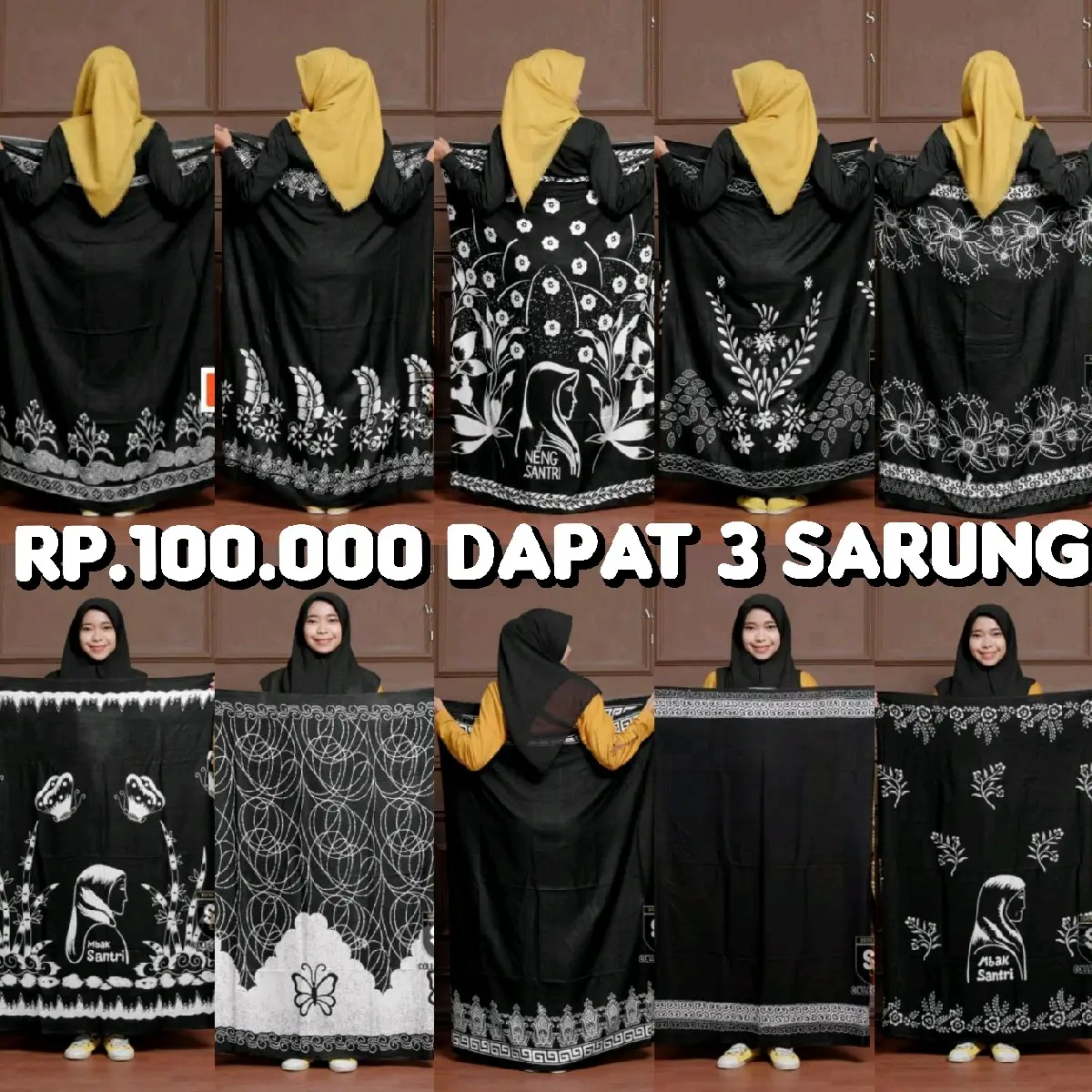 {PROMO HARI INI} Sarung 100rb dapat 3 sarung perempuan/sarung cewek/ sarung mbak santri/ sarung wanita sarung goy Motif Pekalongan