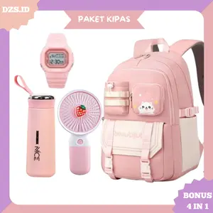 [ PAKET KIPAS] Tas Ransel Anak Perempuan BEAUTIFUL Bags Tas Sekolah Anak Free Botol Minum KIPAS Jam Tangan Lucu BISA COD kantong anak sekolah