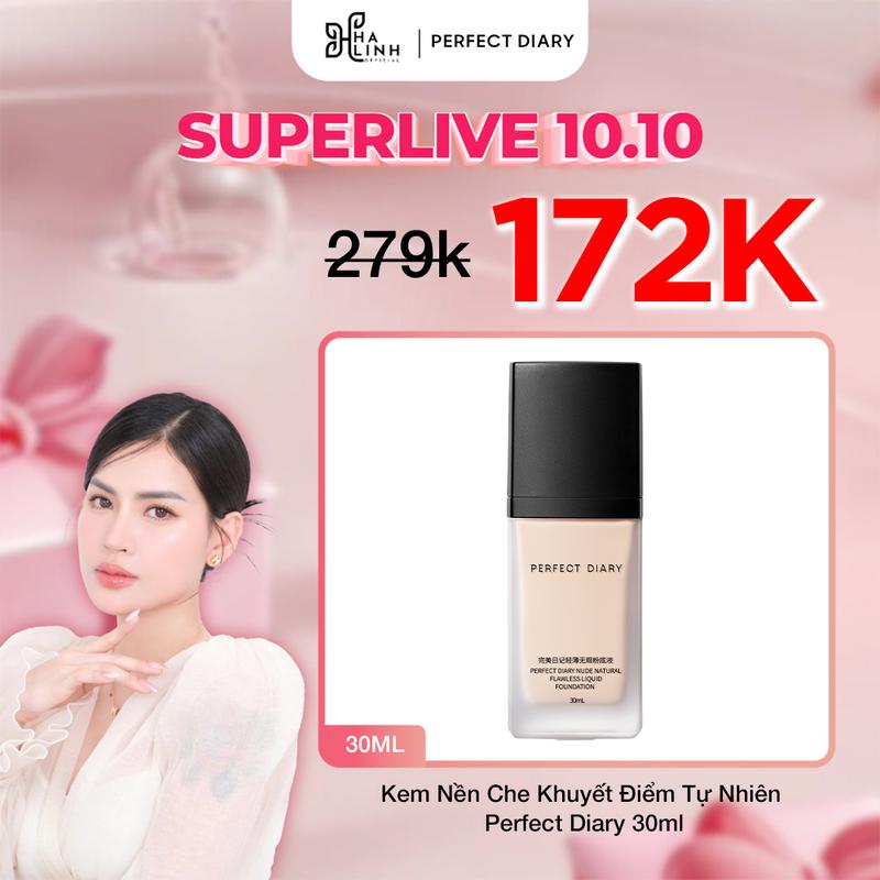 [CFV]Võ Hà Linh x Perfect Diary Kem nền dạng lỏng tự nhiên Perfect Diary với lớp che phủ cao màu tuỳ chọn 30ml