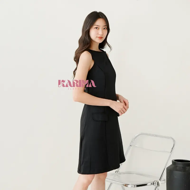 ISABELLE SLEEVELESS DRESS | Dress A-Line / Mini Dress Wanita / Dress Tanpa Lengan / Scuba Dress dress natal 1