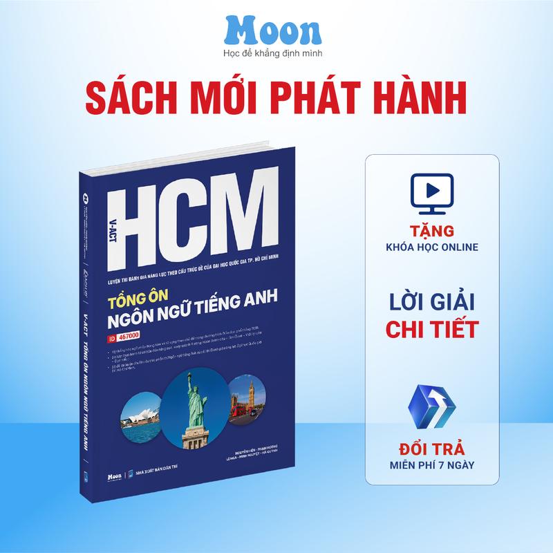   ĐGNL HCM 2026  Sách tổng ôn ngữ pháp Tiếng Anh luyện thị đánh giá năng lực thành phố HCM Moonbook 