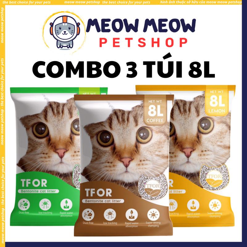 Cát vệ sinh cho mèo TFOR Túi 8L 3.5KG vón tốt, khử mùi hiệu quả
