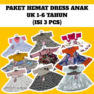 (ISI 3 PCS )Paket Dress anak perempuan UK 1-6 tahun Paket USAHA ISI 3 PCS
