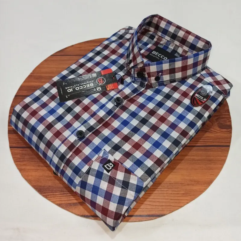 kemeja lengan pendek pria motif kotak import distro terbaru 2
