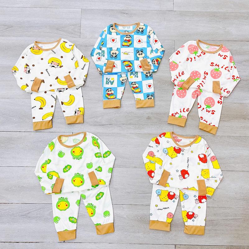   Yenkids  Set 4 Bộ Quần Áo Thun Gân Tăm Lạnh Dài Tay Mềm Mát Nhiều Họa Tiết Dễ Thương Cho Bé Đồ Ngủ Voi 