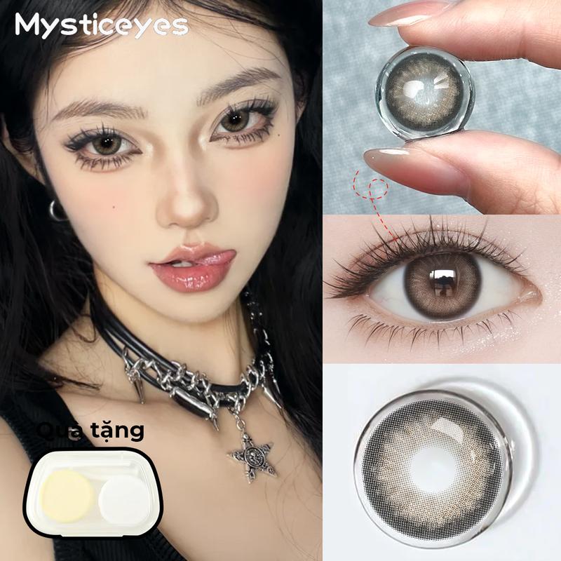 [1 đôi, 0 độ] Lens 6 tháng nhà Mysticeyes dành cho phái nữ, màu nâu, xám, xanh dương, xanh lá,