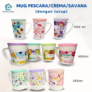 Gelas Plastik Mug Plastik Mug Pescara 500 ml Gelas LID Cangkir Tutup Mug Tutup Gelas Plastik Tutup Mug Savana 350 ml Food Grade Mug Crema 400ml