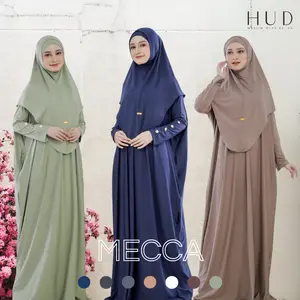 Gamis Abaya Set Hijab Wanita Muslimah Syari Umroh Busui Friendly Bahan Jersey - Mecca by HUD