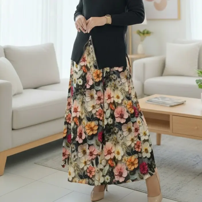 ROK MOTIF HITAM SUSUN 3