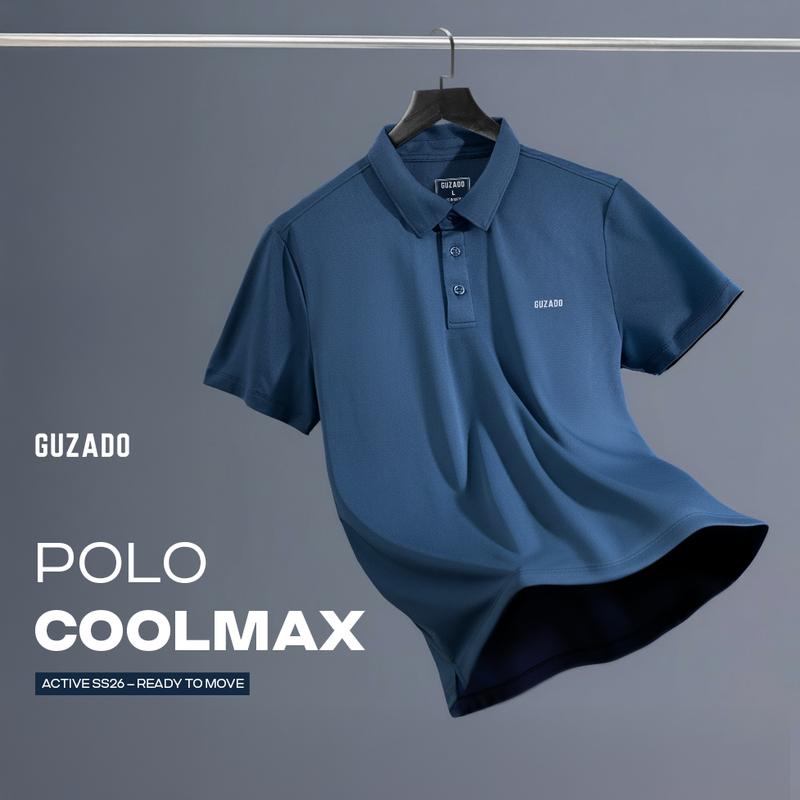 Áo polo nam GUZADO, tay ngắn, có cổ, được làm từ vải AirCool thoáng khí và thoải mái khi mặc. Thương hiệu nội địa. Mẫu GPL01 GAPS25S003,thông thường,maroon,áo polo,đơn giản hiện đại,đỏ ,đen- xám,áo c,đồ,ấm,đa d,sinh ,aothunnam,coco