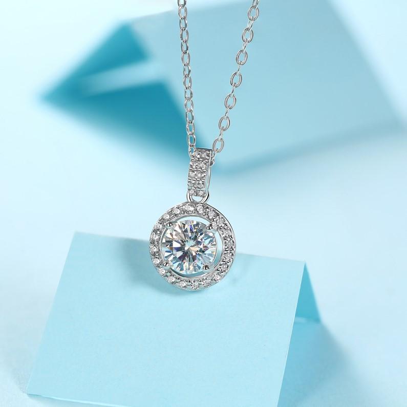 Vòng Cổ Moissanite Bạc, Hình Tròn Cao Cấp 3.0 Carat, [JKS] 3