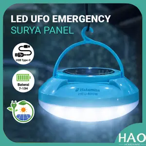 [HAO] Lampu LED Emergency UFO Surya Panel USB Type-C / Lampu LED UFO Rechargeable Solar Panel / Lampu Darurat LED Surya Panel Multifungsi USB