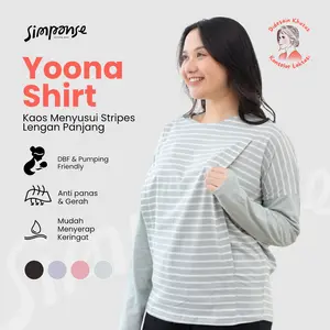 Simpanse Yoona Shirt | Kaos Menyusui Lengan Panjang Stripes Garis-Garis Bahan Katun Size S-XXL